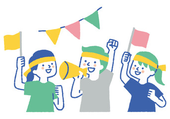 Children cheering at the sports day_color