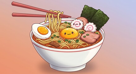 Cute ramen bowl illustration