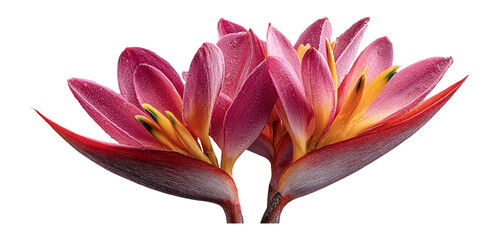 Vibrant Pink Lotus Flower with Dew Drops on Isolated Transparent Background