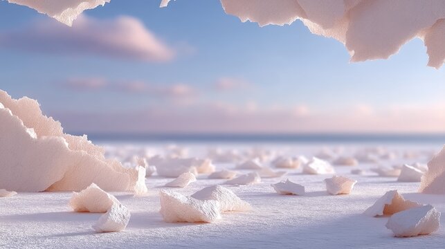 Abstract Torn Paper Edge with Cinematic HDR Texture and Ultra Detailed Surface Featuring a Distant Horizon and Pastel Sky