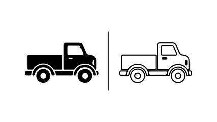 Truck Icons Solid and Outline Style Vehicle Illustrations.