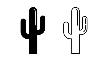 Two black and white cactus illustrations.