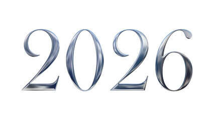 “2026” in elegant metallic 3D numbers with glossy finish – luxury New Year design for celebrations