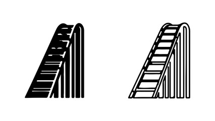 Two black and white roller coaster images side view detailed design.
