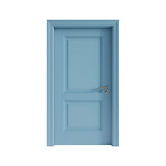 Naklejka premium Serene entrance: Pale blue interior door against a stark black backdrop invitation