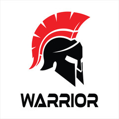 Spartan warrior helmet logo with the word warrior