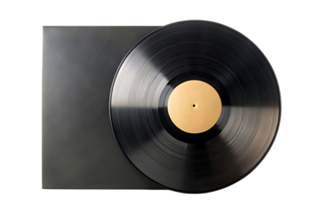 Vinyl Record and Sleeve features graphic cutout PNG isolated on a transparent background