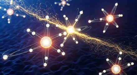 Conceptual representation of atoms and energy transfer in a quantum physics environment