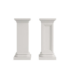 Two majestic architectural columns displaying symmetry and minimalist design on black background