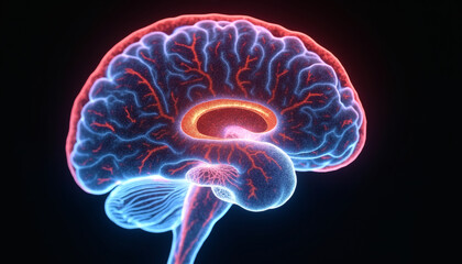 Vintage Brain Angiography Art Dramatic Macro Shot of Cerebral Vasculature on Classic DSA Film