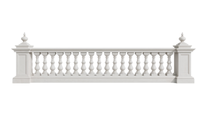 Elegant white balustrade on a black background architectural decorative element