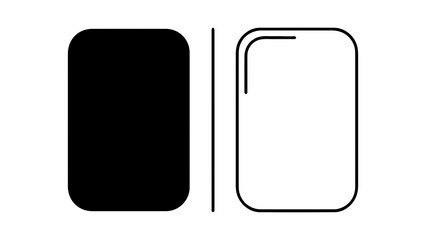 Two contrasting rounded rectangles solid and outline.