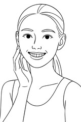Smiling Woman Line Art Portrait – Minimalist Black and White Illustration