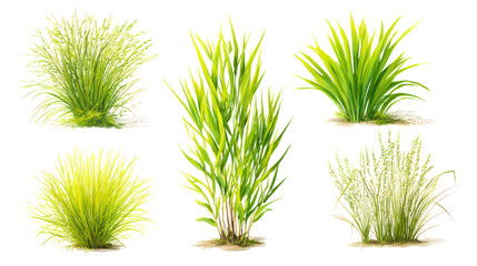 Collection of aquatic plants isolated on transparent background