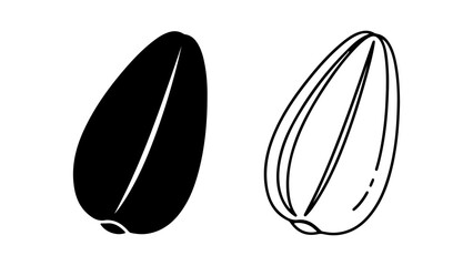 Two Illustrations of Sunflower Seeds One Solid Black One Outline.
