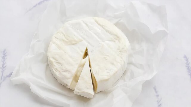 Creamy cheese being sliced for a fresh appetizer with simple ingredients