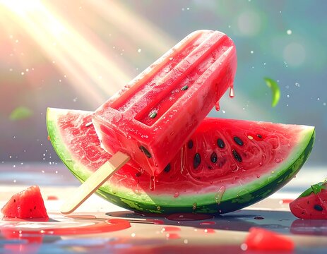 Summer watermelon popsicle - Powered by Adobe