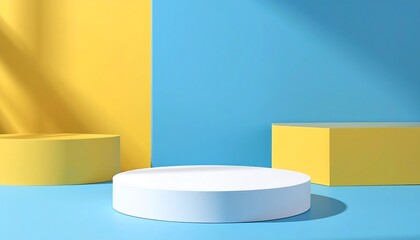 Abstract 3D scene with bright colors and geometric shapes