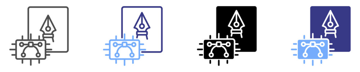 AI  tools icon set multiple style