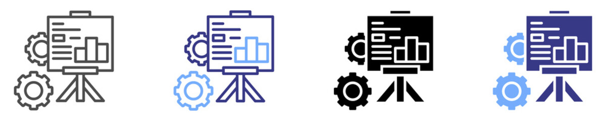 training progress icon set multiple style