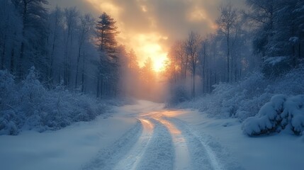 Winter Morning Light Over Snow-Covered Mountains and Silent Trails