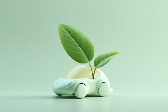 Pastel car with leaves