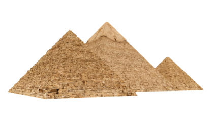 The majestic great pyramids of giza stand against the backdrop of the black sky