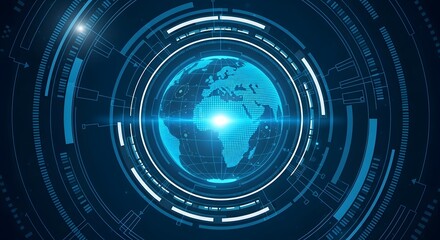 Futuristic Digital Earth Globe Technology View