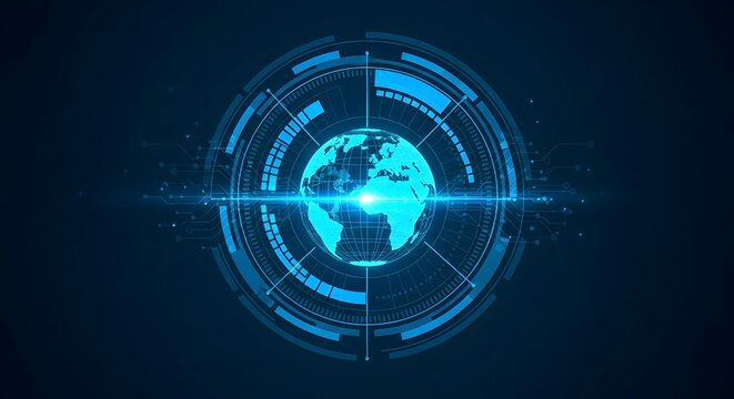 Bright Futuristic Earth in Tech Circuit