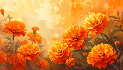 Vibrant orange marigolds in a sunlit garden