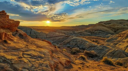 Colorful Sky Landscapes: Morning Sunrise Clouds, Evening Dusk Hills & Red/Orange Sunset Desert Beauty