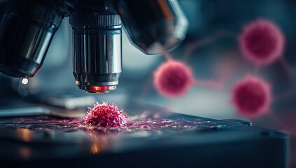 Microscope focusing on a cell