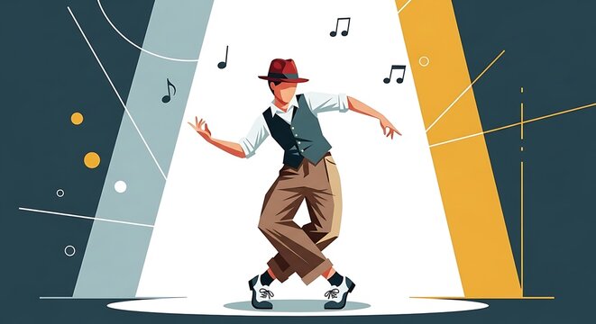 Man Dancing in Spotlight.
