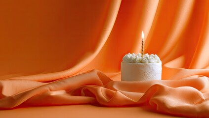 Birthday Cake on Orange Fabric