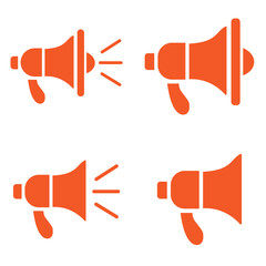Megaphone simple icon set. Loudspeaker line and flat icons. vector 