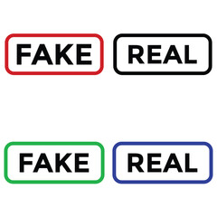 Real and fake icons . Round real and fake stamp icon . Vector
