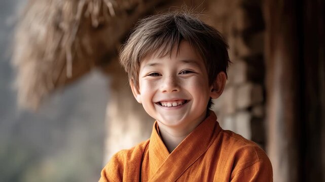 Smiling Boy in Traditional Clothing