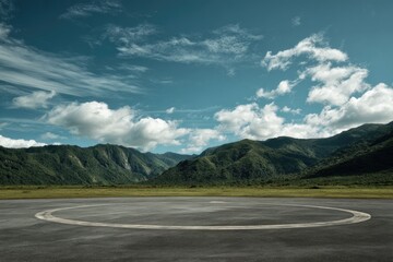 Scenic helipad in mountains