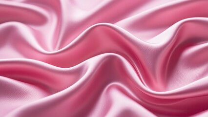 Obraz premium Photorealistic soft wavy pink silk fabric with magenta undertones, glossy surface, gradient background, 70% original texture
