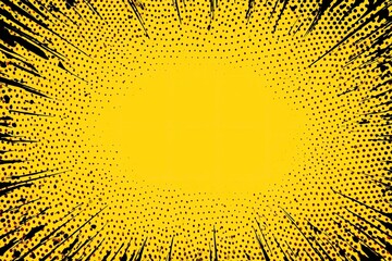 Yellow comic book background with radial lines and dots