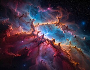 Colorful nebula in deep space