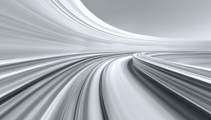 Abstract grayscale tunnel.  Curves, lines, motion