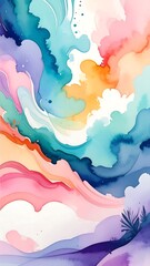 Abstract watercolor swirls of pastel hues