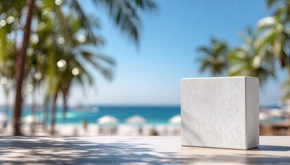 Blank white box on a beach