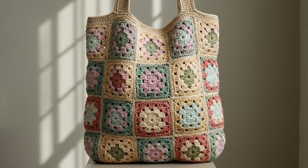 Crochet bag with square motifs