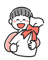 プレゼントを持った男の子のイラスト	
