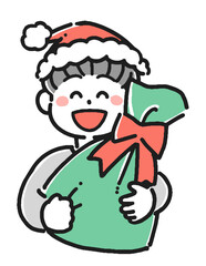 クリスマスプレゼントを持った男の子のイラスト	

