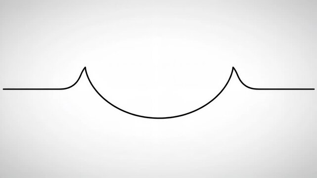 A simple animation of a black line curving downwards on a white background. Minimal and abstract visual.