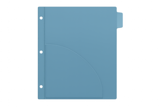Blue plastic binder divider with pocket and tab