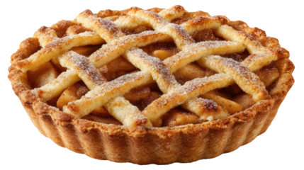 Delicious homemade apple pie with lattice crust isolated on transparent background